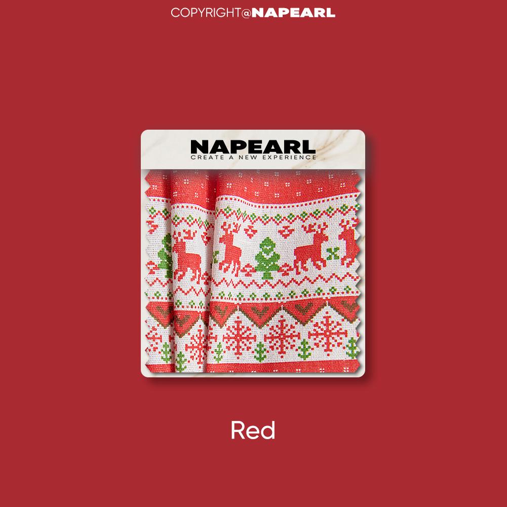 1PC NAPEARL Christmas Style Cotton Linen Green Red 40% Semi Blackout Window Drapes With Tassels For Small Window Living Room Festival Decor