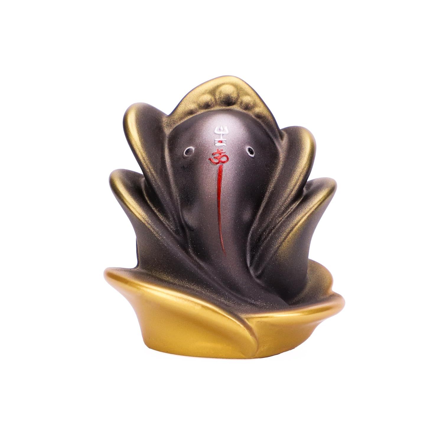 

Идол Ганеши Джи в форме розы, Мурти Ганеши Джи, Статуэтка Ганеши для украшения приборной панели автомобиля и для подношений во время пуджи, Скульптура