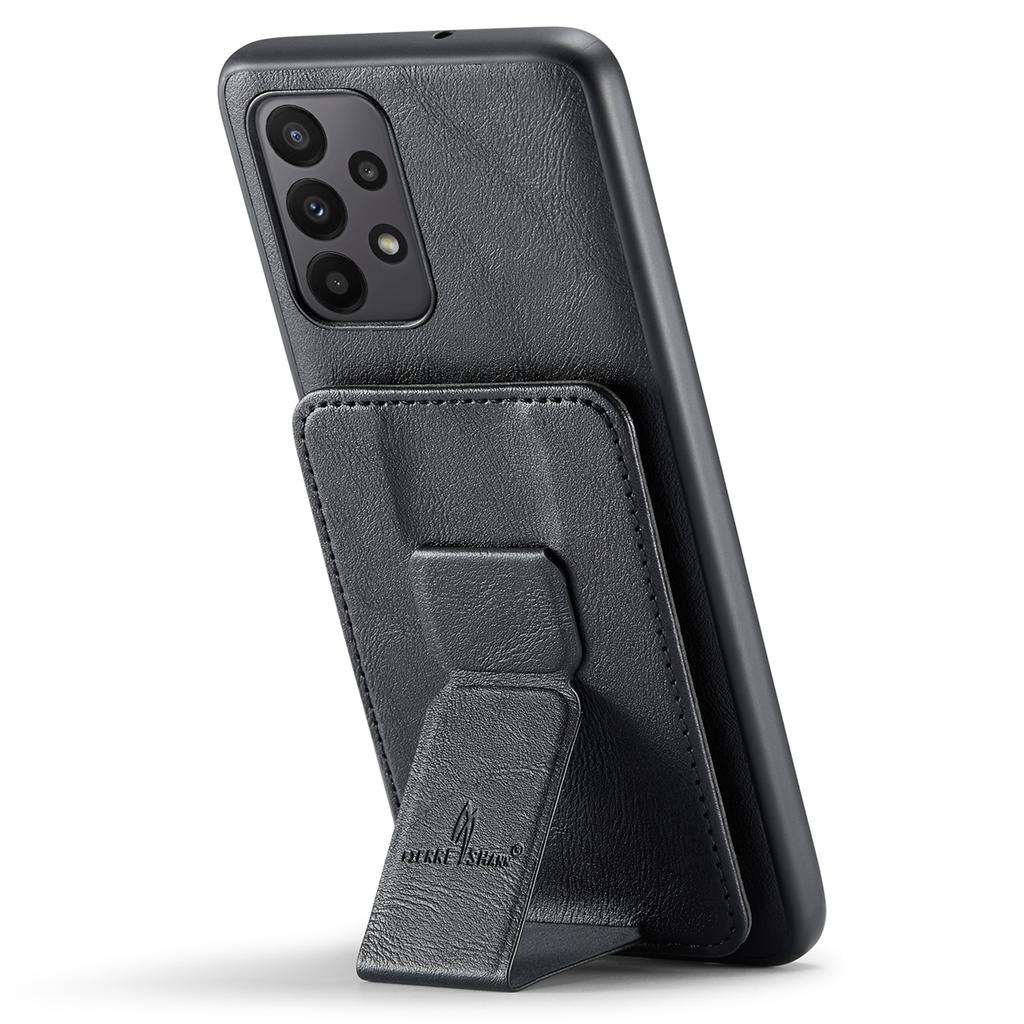 For Samsung Galaxy A23 4G Case Leather+TPU Phone Cover Built-in Magnetic Holder Metal Sheet
