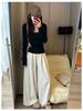 Women's Slim-Fit U-Neck Solid Color Long Sleeve Spring Base Layer Top