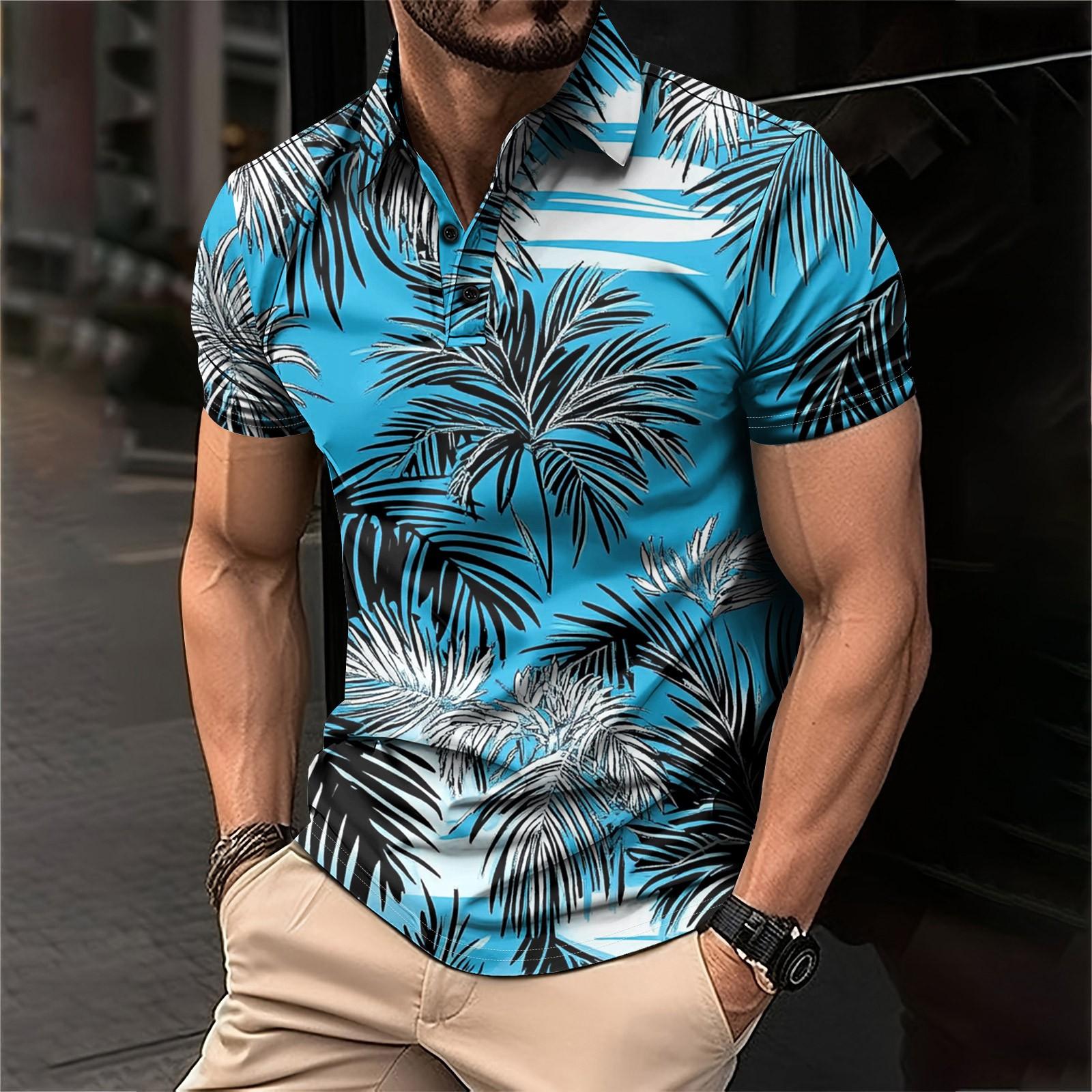 

Мужская рубашка для гольфа с гавайским принтом, повседневная спортивная, с V-образным вырезом и коротким рукавом XL