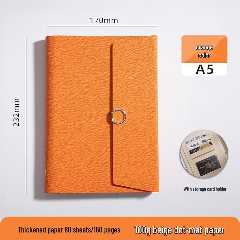 A5 Three-fold Loose-leaf Notebook with Card Slot and Receipt Holder for Office Meetings