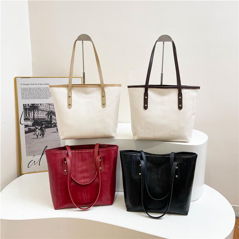 Chic Oversized Color Block Handheld Tote Bag For Women Perfect For Everyday Use