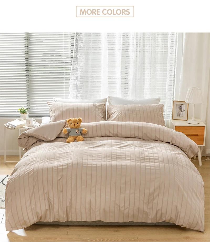 

Роскошная однотонная ткань Seersucker Technics, комплект постельного белья, покрывала в скандинавском стиле для кровати 150, пододеяльник 200x200 для спальни EU-Single