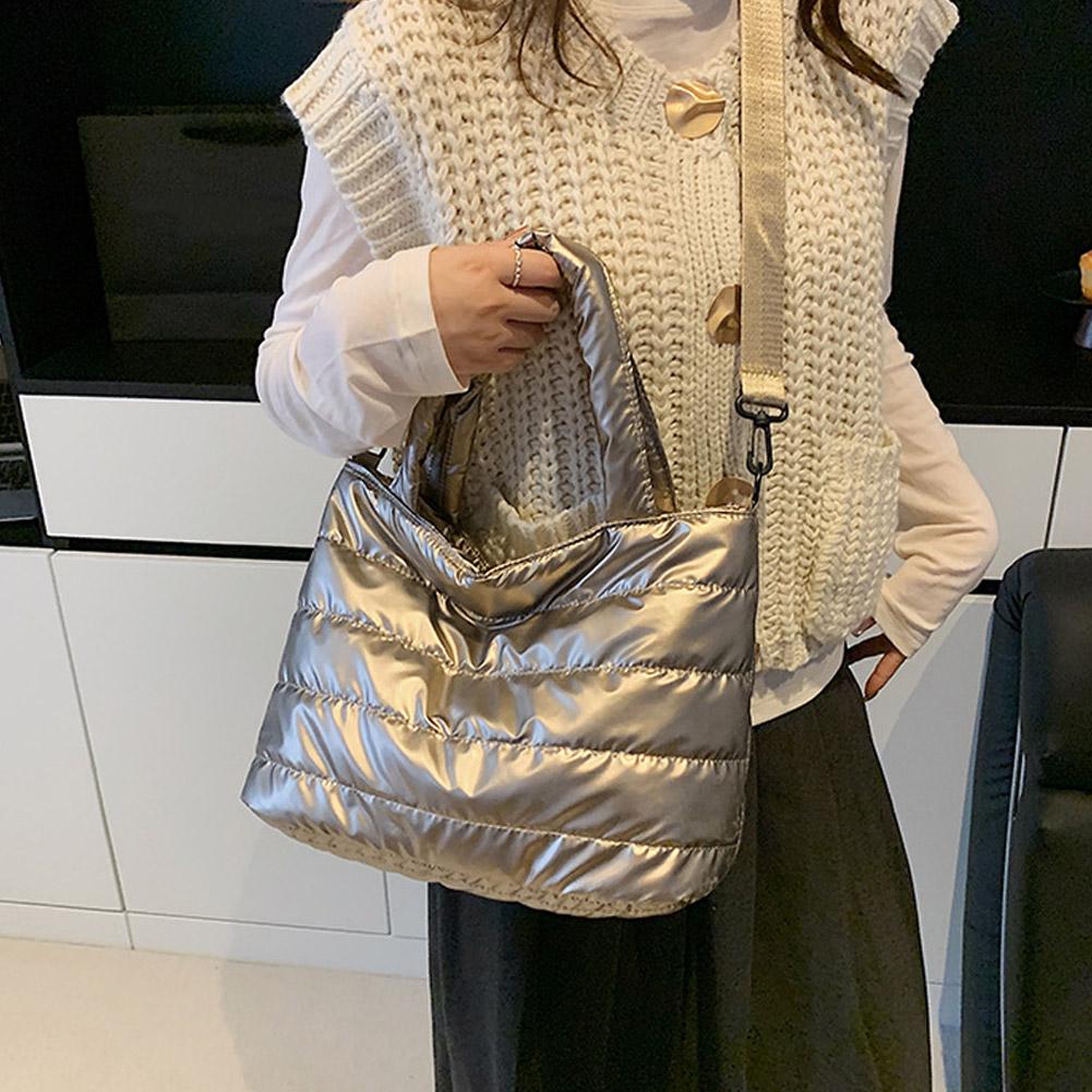 Christmas Bags Women Winter Handbags Mobile Space Glossy Female Bags Cotton-padded Jacket Shoulder Handbag