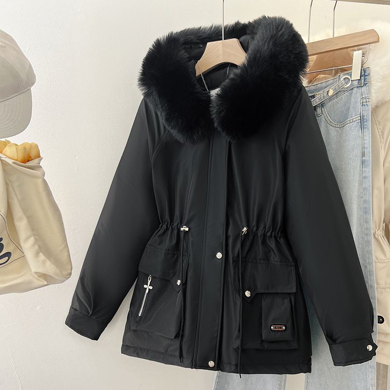 Large Fur Collar Removable Pie To Overcome Women's Large Size Fat Mm Outer Wear Foreign Style Piled Thickened Cotton Clothes Winter Coat Women's Tide