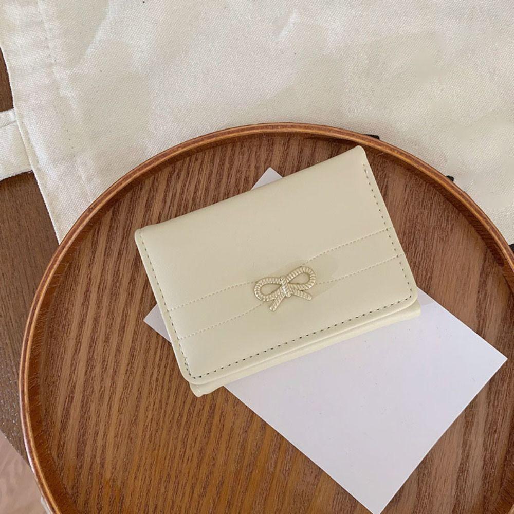Bow Student Simplicity Wallet Solid Color Card Organizer Portable Card Holder  Card Holder Bag