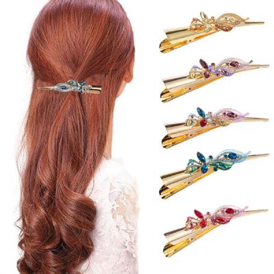 Girls Fashion Crystal Women Butterfly Flower Hairpin Horn Clips Hair Clips Duckbill Clips