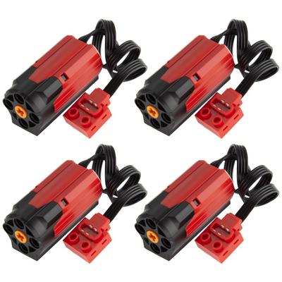 4-Piece Power Function Set with Reinforced Red Medium Motors, Compatible with Major Technic Building Block Brands