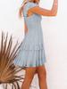 Women's Ruffle A Line Mini Dress Elastic Empire Waist Layered Swing Flowy Summer Dress