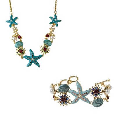 Braccialetto alla moda con perle finte a forma di conchiglia di stella marina e strass, accessorio per donne, stili da spiaggia, regali speciali