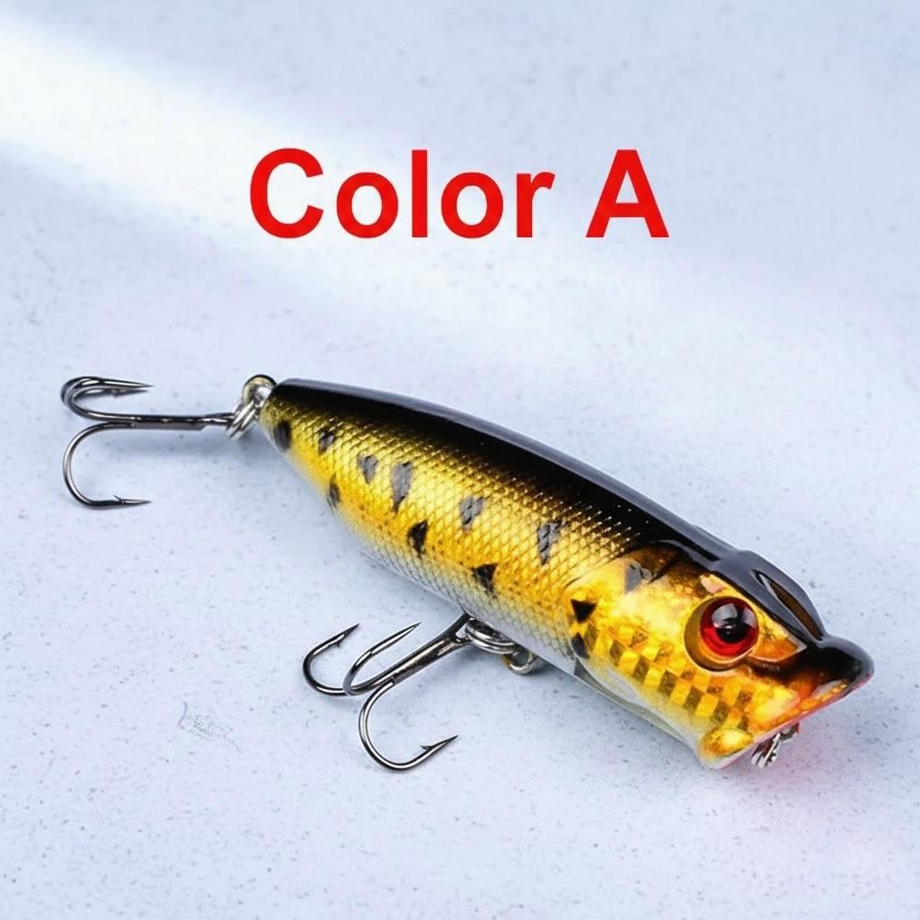 

Fishing Lures 7.3cm 11g Topwater Popper Bait Hard Artificial Wobblers Plastic Tackle with 6 Hooks