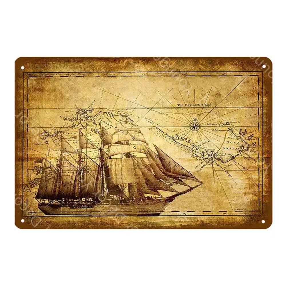 Metal Sign Vintage Sailboat Nautical Decor Maritime Gift Wall Art 20x30 Cm