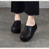 Johnature Genuine Leather Height-increasing Sandals Versatile Thick Soled Round Toe Women's Outdoor Slippers