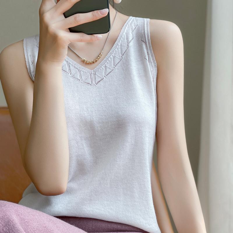 Women's worsted wool mulberry silk vest, Qinghe cashmere, 50% wool 50% mulberry silk, winter knitted pullover autumn sweater cashmere sweater