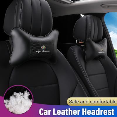 2026 Hot Alfa Romeo High-quality Leather Car Seat Headrest Memory Foam Comfort Pillow Auto Interior For Alfa Romeo 4C 159 166 Sp
