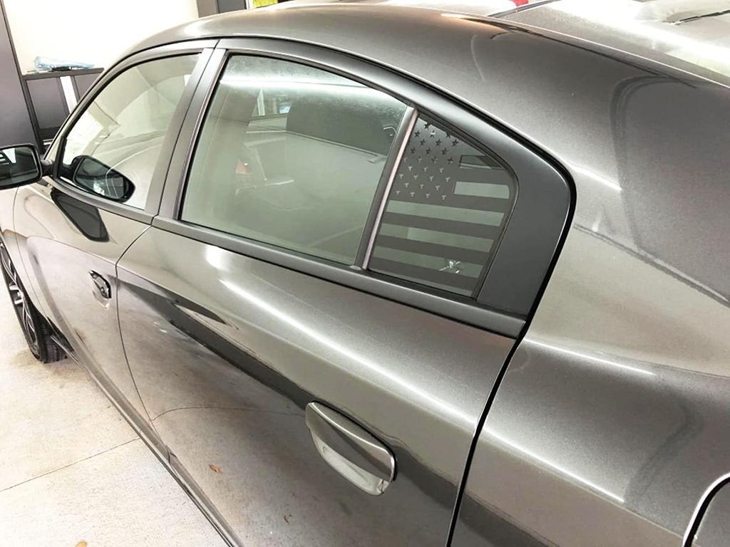 Black Rear Side Quarter Window Decal US Flag Sticker For 2011-2022 Dodge Charger