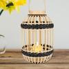 Bamboo Lantern with Handle Romantic Hanging for Table Home Farmhouse Style A