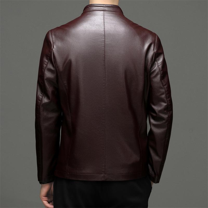 Frühling und Herbst Neue Lederjacke für Väter Herren Lässig Samt Verdickt Echtes Leder Schafslederjacke