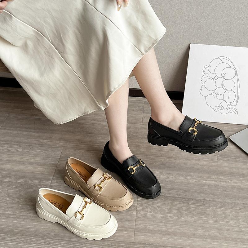 Women's Loafers Shoes Autumn Platform Sole British Style Fashionable Outdoor Slip-On Single Shoes Thick Sole Korean Style