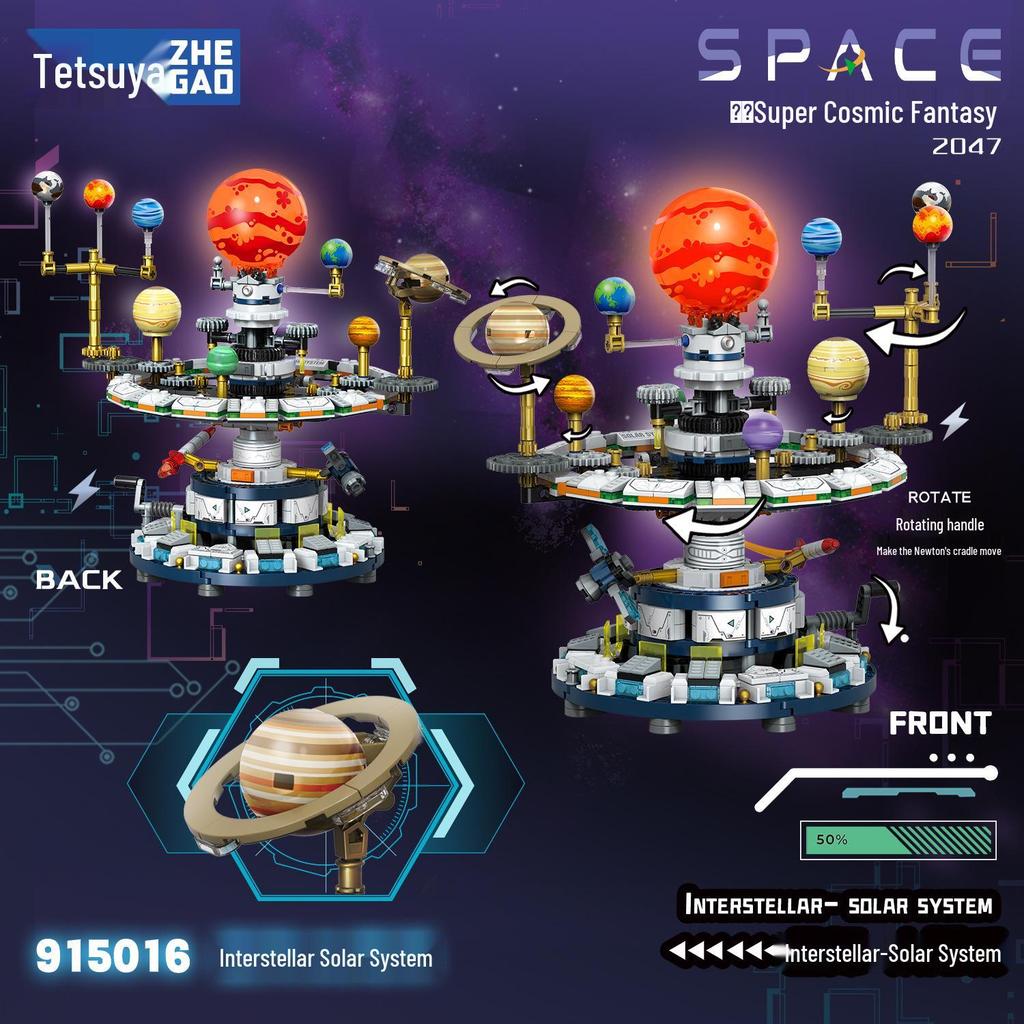 Solar System Model Building Blocks: 8 Planets Globe & Telescope Educational Toy for Science Enthusiasts