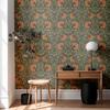 1pc Vintage Floral Self-adhesive Wallpaper Peel And Stick Botanical Sage Green/Tangerine Wall Murals Home Kitchen Bedroom Decor
