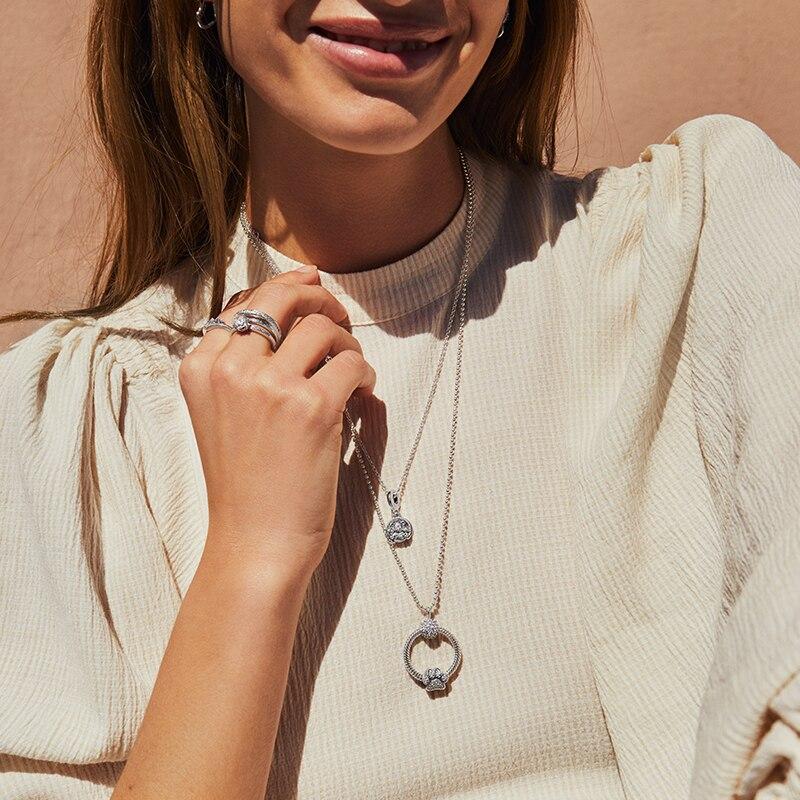 S925 Sterling Silver Color Necklace Collocation Pendant Moments Charms Bead For Women Fit Bracelet