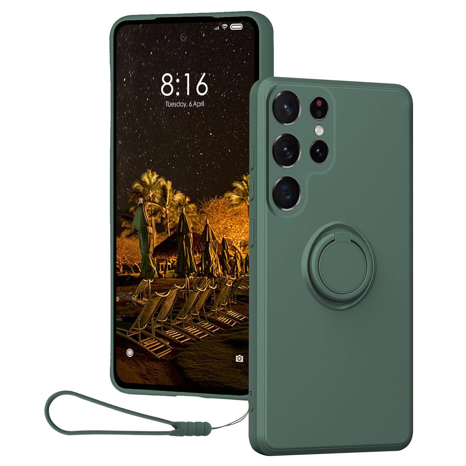 

Чехол для Samsung Galaxy S24 Ultra с держателем для ремешка и подставкой Dark Green