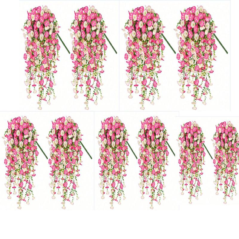 1/2 Stück Künstliche Hängende Blumen Seiden-Prunkwinde UV-Beständig Fake Hängende Riesige Blume Balkon Garten Hochzeitsparty Dekoration