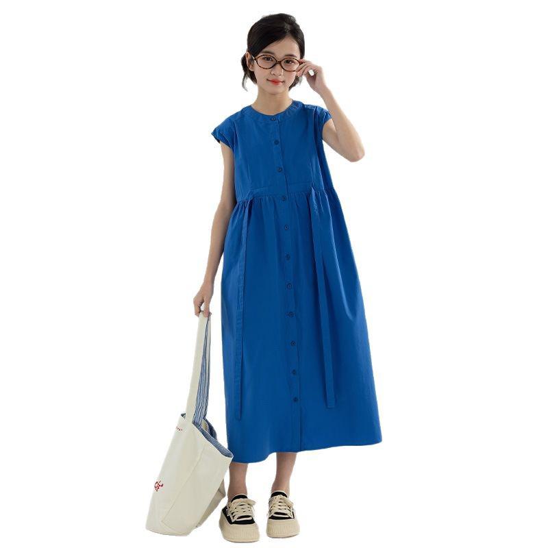 Girls' Stylish Summer Long Dress: Single-Breasted, Parent-Child Matching