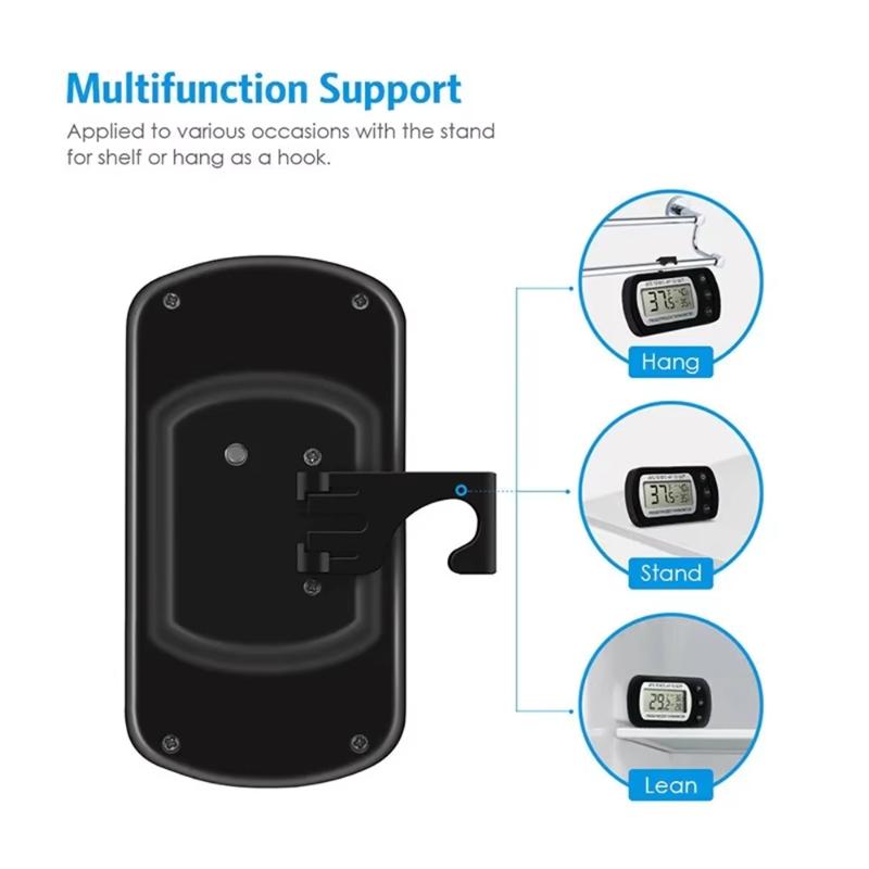 Mini LCD Digital Fridge Thermometer Anti-Humidity with Hook for Household Refrigerator Freezer Food Temp Monitoring Tool