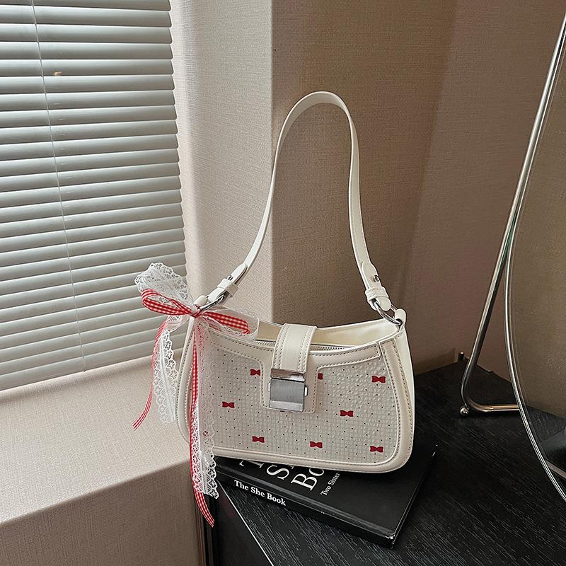 

Premium underarm bag women s new summer bow commuter bag fashion shoulder handbag білий