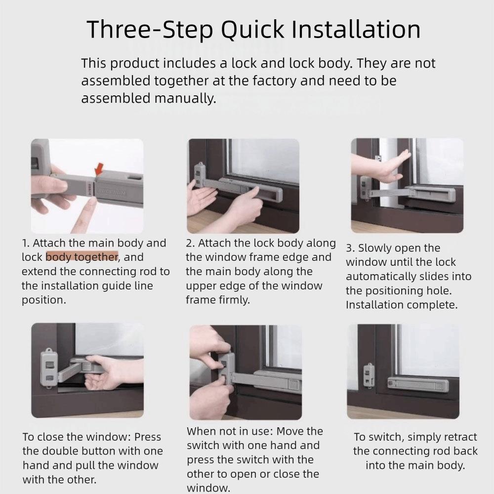 Plastic Door Window Limiter No Punching Window Safety Lock Window Restrictor Child Safety