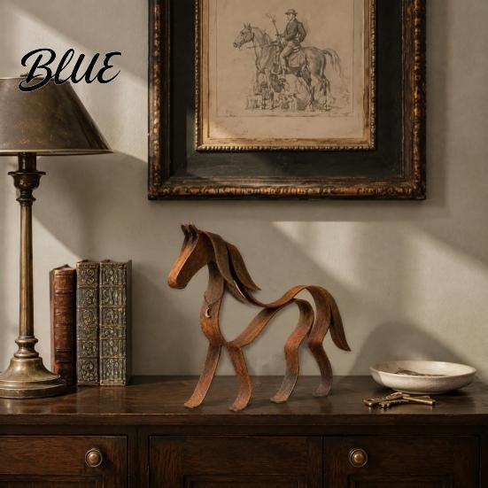 Artistic Study Room Ornament Vintage Metal Horse Figurine Handcrafted Rustic Sculpture Art Statue Sophisticated Living Decor Modern Desktop for Home