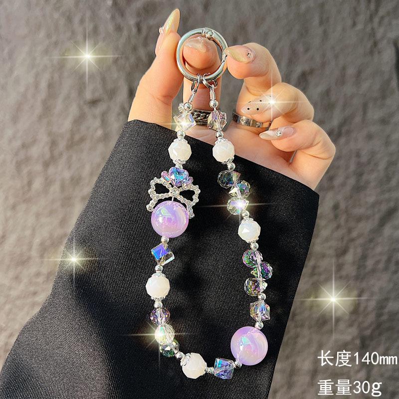 New Crown Phone Chain Premium Handmade Crystal Phone Chain Short Strap Keychain Bag Pendant