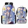 Luxury Popular Funny Novelty Genshin Impact 3D Printed 3pcs/Set Pupil School Bags Laptop Daypack Backpack Lunch Bag Pencil Case