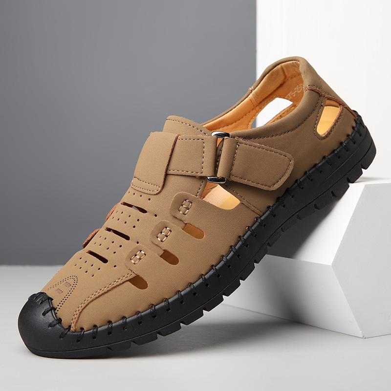 Sandals for Men High Quality Leather Sandals Summer Breathable Hollow Sandal Fashion Business Casual Sandals for Men Beach Shoes