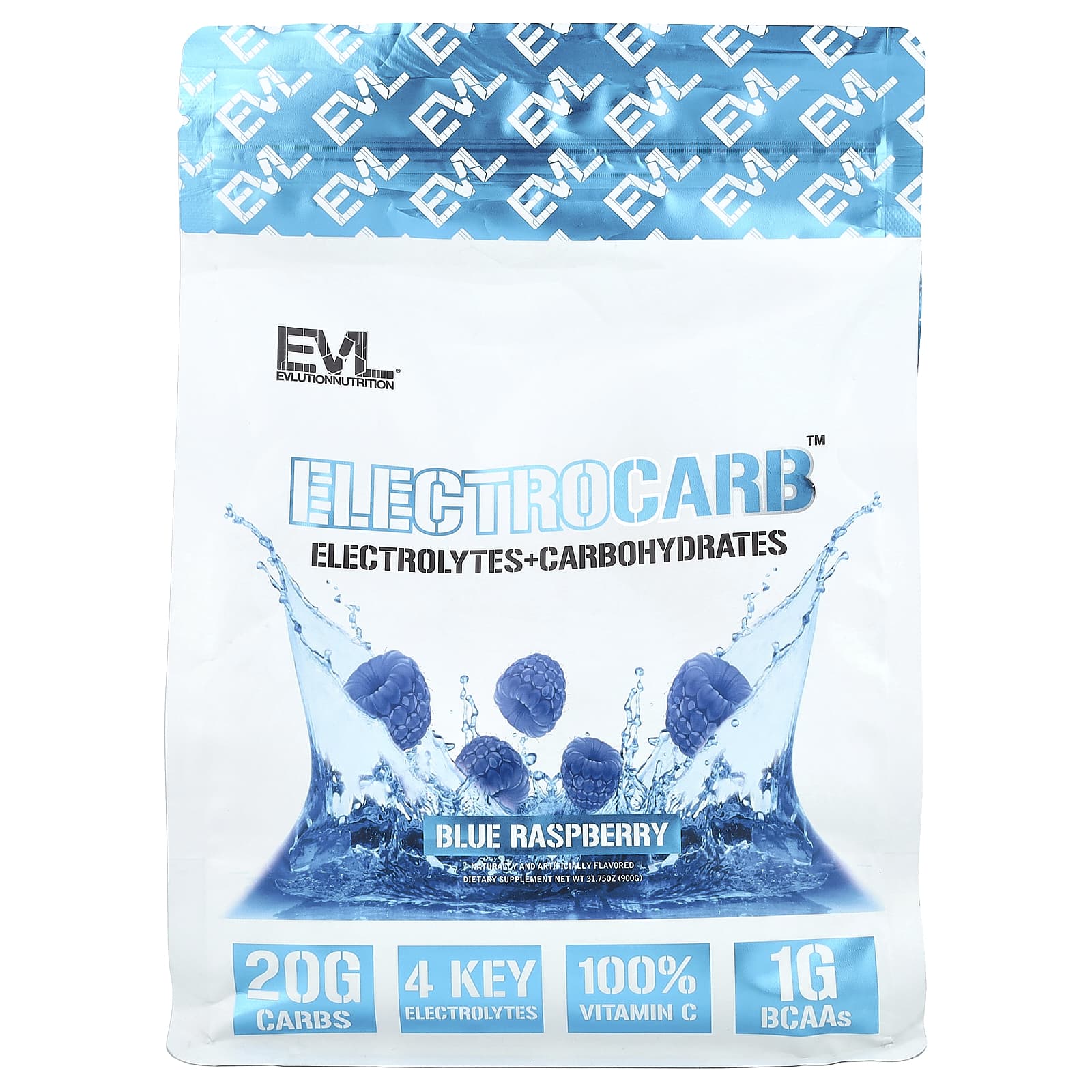 

EVLution Nutrition, Electrocarb™, Electrolytes + Carbohydrates, Blue Raspberry Flavor, 31.75 oz (900 g)