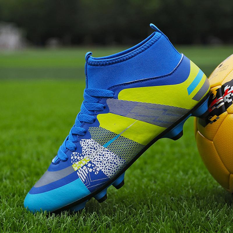 Game Ball Youth Nail Flying Knitting High-Top Football Shoes Long Broken Primary And Secondary School Students Children S Training Shoes 31 сапфировый