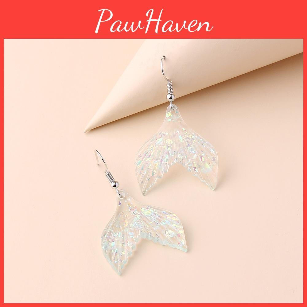 Trendy Fish Tail Dangle Earrings With Design In Blue Acrylic For Womens Holiday And Vacation Looks