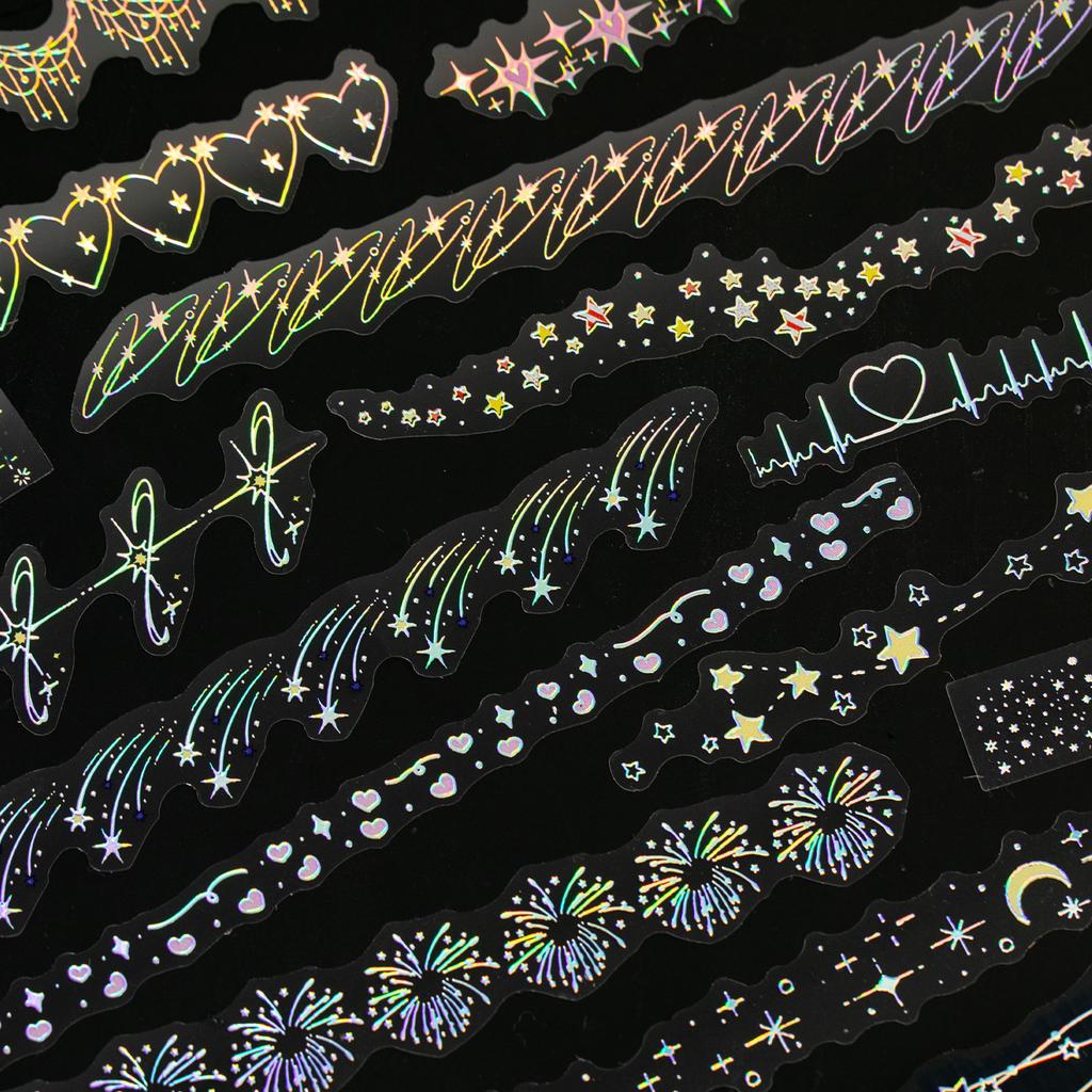 JIAMEI 20pcs/pack Kawaii Ins Laser Silver PET Stickers DIY Diary Scrapbook Planner Handbook Decorative Stationery Stickers