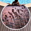 Wild Plant Fluttering Reed Round Beach Towel with Tassels,Polyester Beach Blanket,Soft Absorbent Quick Dry Pool Towel Picnic Mat