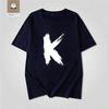 Artistic Letter K Printed White Short Sleeved Unisexs And Unisexs American Street Loose Pure Cotton Personalized Simple Tshirt