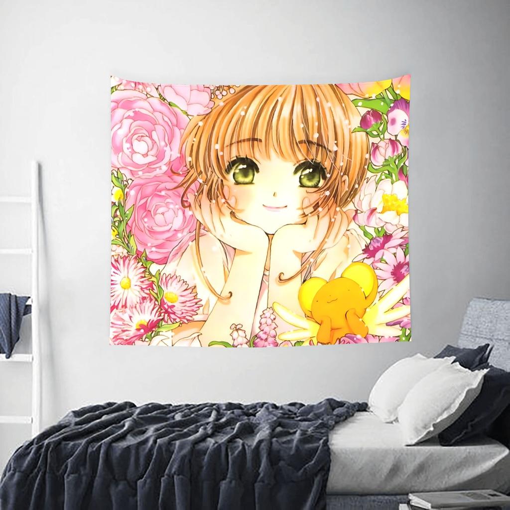 Anime Cardcaptor Sakura cutecore Tapestry Bedroom Decoration Wall Hanging Blanket Tapestry Cool Stuff For Room