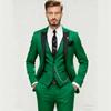Ensembles de Costumes 3 Pièces pour Hommes Mode Décontracté Tendance Affaires Couleur Unie Revers Blazer Bouton Unique Pantalons Vêtements Masculins