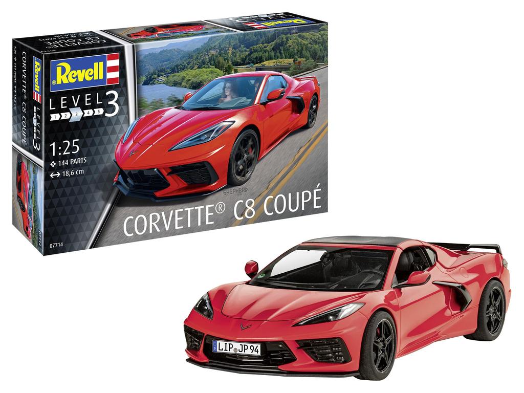German Revell 1/25 Corvette Stingray C8 Coupe Plastic Model Kit 07714