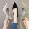 2025 Spring New Black Pointed Shallow Mouth Single Shoes Women's Professional Work Work Stiletto High Heels