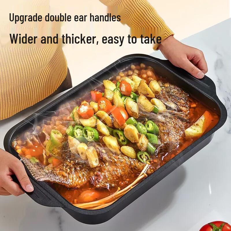 Frigideira antiaderente ZISIZ com pedra Maifan para assar peixe