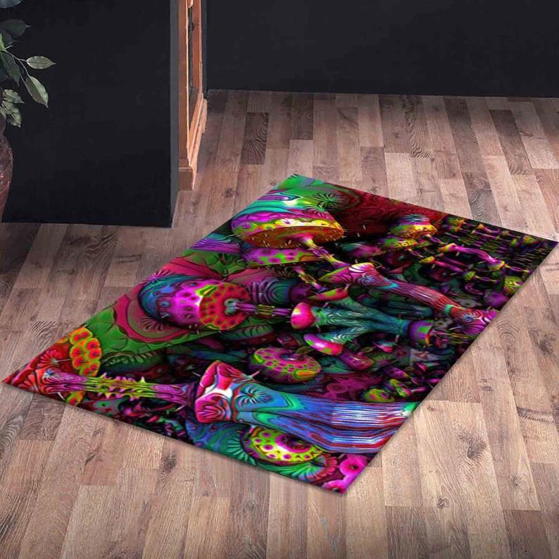 Mushroom Rug Area Rug Floral Carpet Housewarming Gift Jungle Rug Kitchen Rug Soft Thin Rug Washable Rug Bathroom Mat Nursery Rug