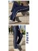 Unisex Dark Blue School Pants with Reflective Stripe – Light, Loose, and Straight Leg for Spring and Autumn
